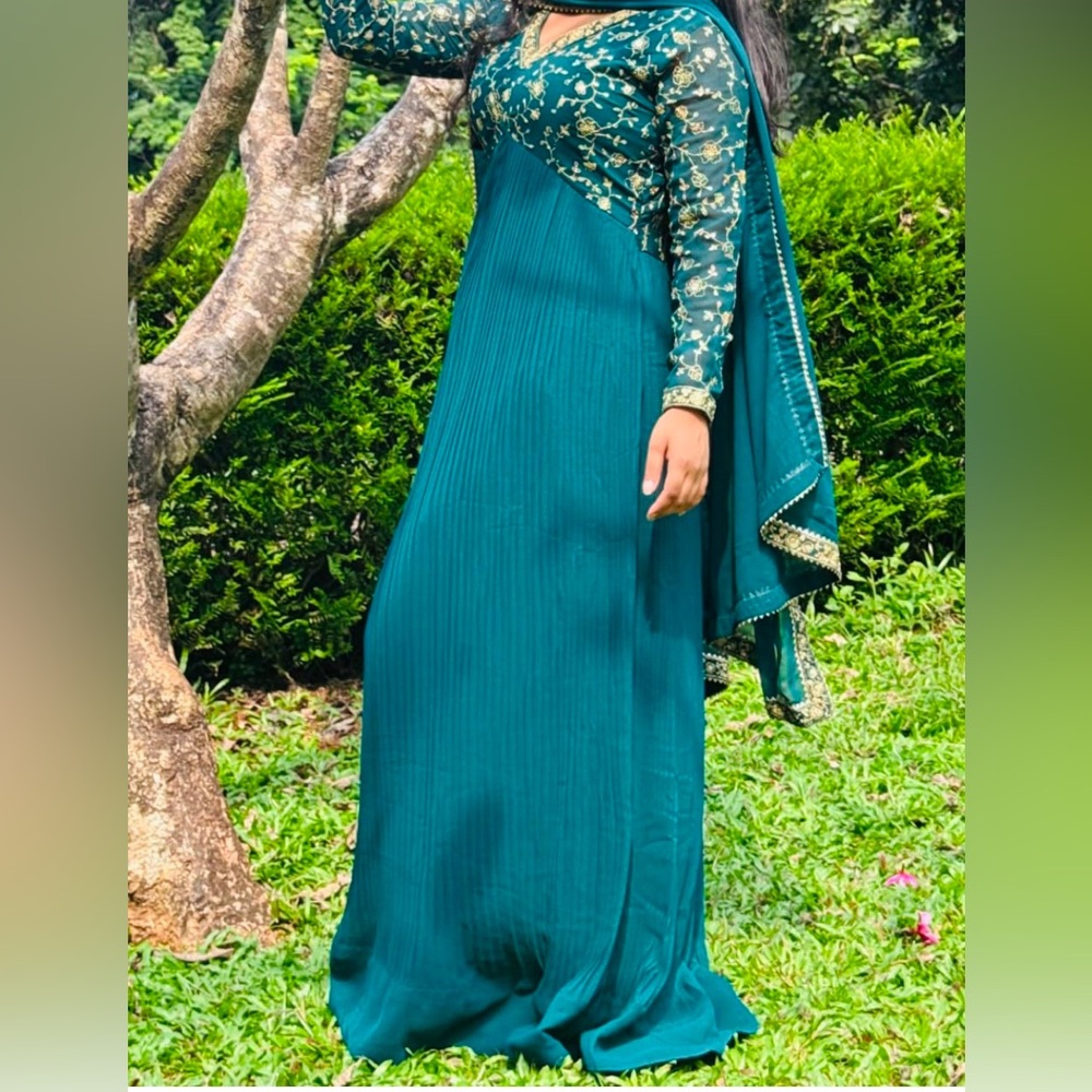 Elegant Teal tall long  Evening Gown